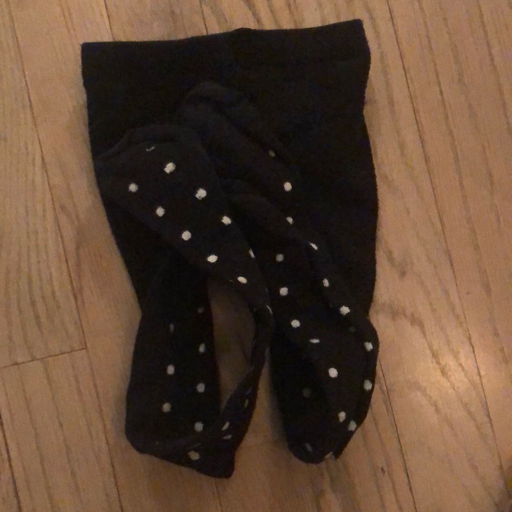 Bonpoint black polka dot girls tights made in France. Size 26